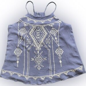 Blu Pepper Embroidered Tank Top in Blue and White